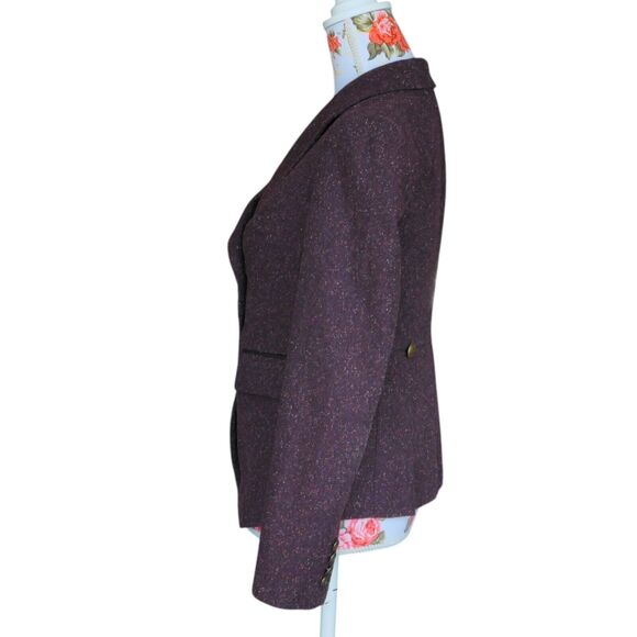 Rebecca Minkoff Sz 4 Nevins Purple Confetti Tweed Look Military Style Blazer - Picture 6 of 11